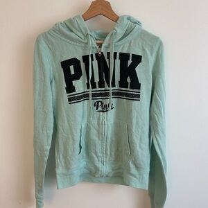 PINK Victoria's Secret Mint Green Hoodie with Black Logo
